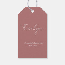 Dusty Pink Minimal Rustiek baby shower bedankt