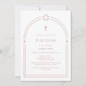 Dusty Pink Minimalist Boho Arch Cross Doop Kaart (Voorkant)