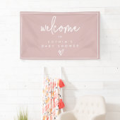 Dusty Pink Minimalist Boho Baby shower Welkom Spandoek (Insitu)