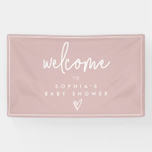 Dusty Pink Minimalist Boho Baby shower Welkom
