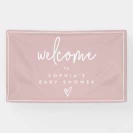 Dusty Pink Minimalist Boho Baby shower Welkom Spandoek