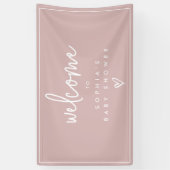 Dusty Pink Minimalist Boho Baby shower Welkom Spandoek (Verticaal)