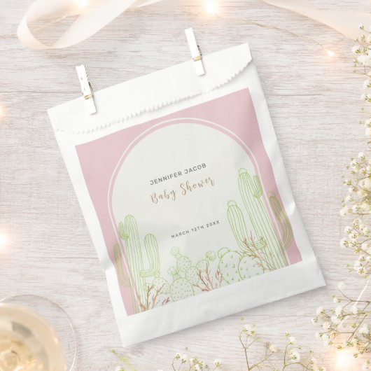 Dusty Pink Minimalist Boho Cactus Arch Baby shower Bedankzakje (Geknipt)