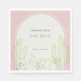 Dusty Pink Minimalist Boho Cactus Arch Baby shower Servet