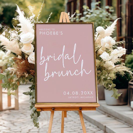 Dusty Pink Minimalist Bridal Brunch Welkom Poster