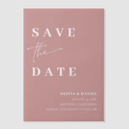 Dusty Pink Minimalist Elegant Save the Date Vellum Uitnodigingen