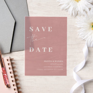 Dusty Pink Minimalist Elegant Save the Date Vellum Uitnodigingen