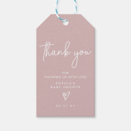 Dusty Pink Minimalist Modern Boho Baby shower Cadeaulabel