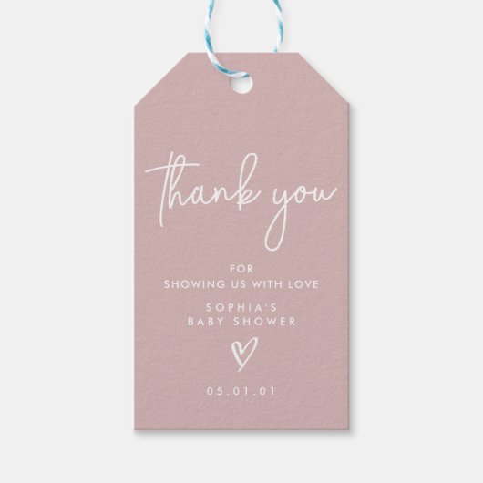 Dusty Pink Minimalist Modern Boho Baby shower Cadeaulabel (Voorkant)