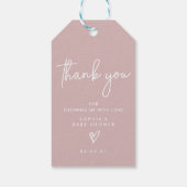 Dusty Pink Minimalist Modern Boho Baby shower Cadeaulabel (Achterkant)