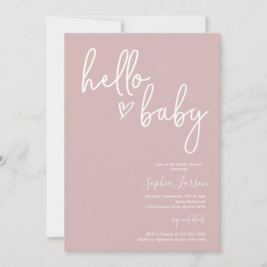 Dusty Pink Minimalist Modern Boho Baby shower Kaart (Voorkant)