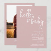 Dusty Pink Minimalist Modern Boho Baby shower Kaart (Voorkant / Achterkant)