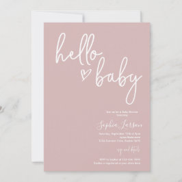 Dusty Pink Minimalist Modern Boho Baby shower Kaart