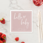 Dusty Pink Minimalist Modern Boho Baby shower Servet (Insitu)