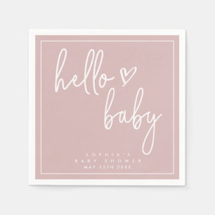 Dusty Pink Minimalist Modern Boho Baby shower Servet