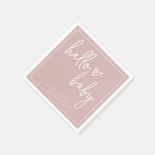 Dusty Pink Minimalist Modern Boho Baby shower Servet (Hoek)