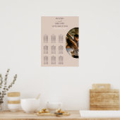 Dusty Pink Minimalist Photo Wedding Seding Chart Poster (Keuken)