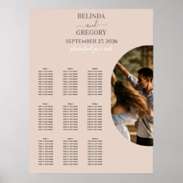 Dusty Pink Minimalist Photo Wedding Seding Chart Poster