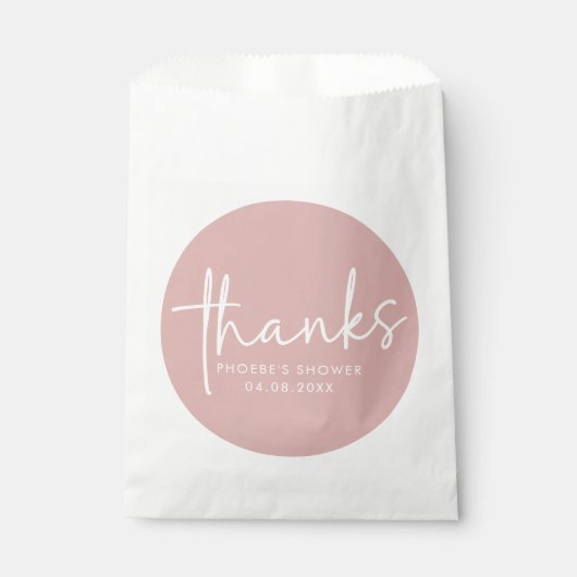 Dusty Pink Minimalist Script Vrijgezellenfeest Bedankzakje (Voorkant)