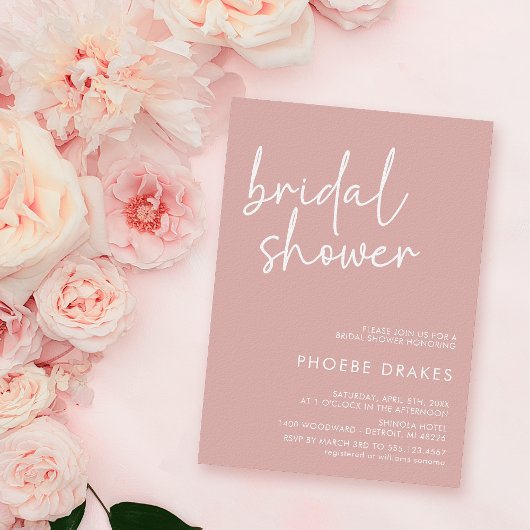 Dusty Pink Minimalist Script Vrijgezellenfeest Kaart