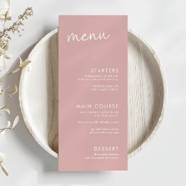 Dusty Pink Minimalist Script Vrijgezellenfeest Menu