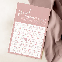 Dusty Pink Minimalist Shower Guest Bingo spel
