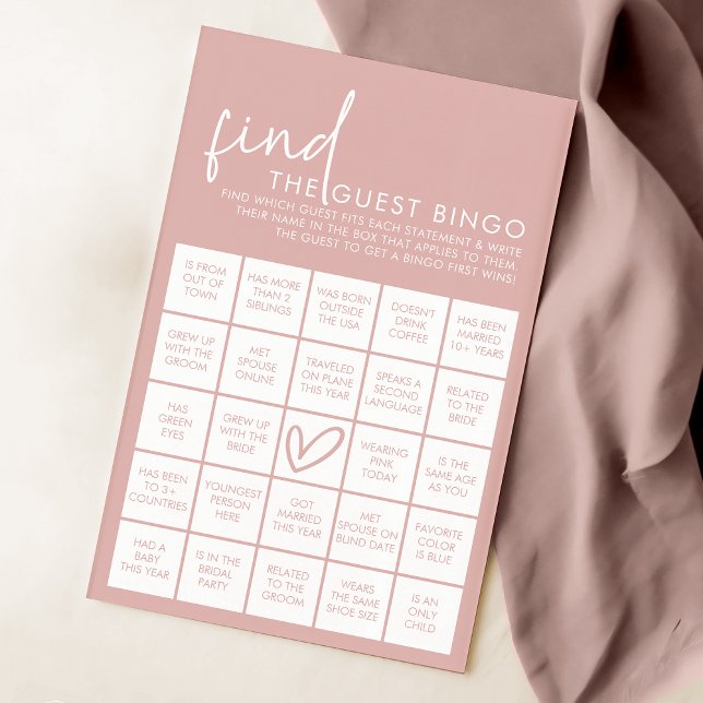 Dusty Pink Minimalist Shower Guest Bingo spel (Creator heeft geüpload)