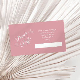 Dusty Pink-minimalistisch Baby shower Diaper Raffl Informatiekaartje