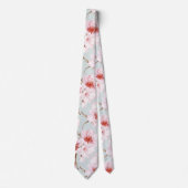 Dusty Pink MInt Watercolor Cherry Blossoms Stropdas (Voorkant)