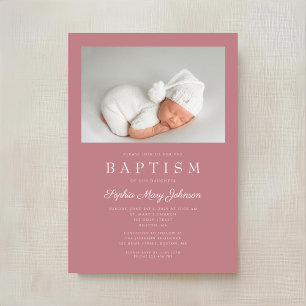 Dusty Pink Modern Girl Foto Baptisme Kaart