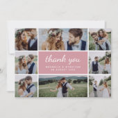 Dusty Pink Modern Photo Collage Wedding Bedankkaart (Voorkant)