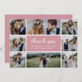 Dusty Pink Modern Photo Collage Wedding Bedankkaart (Voorkant / Achterkant)