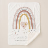 Dusty Pink Modern Rainbow Birth Stats Girl Baby Sherpa Deken (Voorkant)