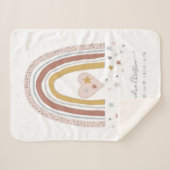 Dusty Pink Modern Rainbow Birth Stats Girl Baby Sherpa Deken (Voorkant (horizontaal))