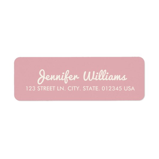 Dusty Pink Modern Script-adres Etiket (Voorkant)