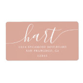 Dusty Pink Modern Script Retouradres Etiket (Voorkant)