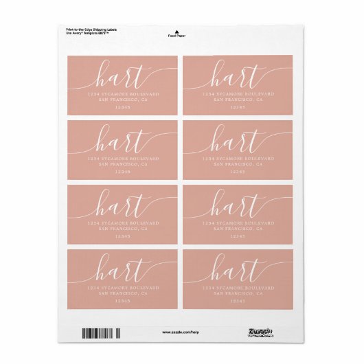 Dusty Pink Modern Script Retouradres Etiket (Full Sheet)