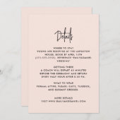 Dusty pink modern, the details card save the date (Voorkant / Achterkant)