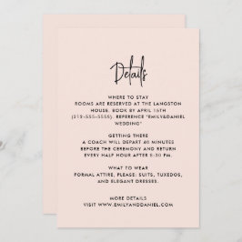 Dusty pink modern, the details card save the date
