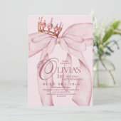 Dusty Pink Modern Trendy Bow 1st Birthday  Kaart (Staand voorkant)