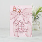 Dusty Pink Modern & Trendy Bow Birthday Party Kaart (Staand voorkant)