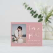 Dusty Pink Moderne Minimale Script Photo Elopement Briefkaart (Staand voorkant)