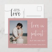 Dusty Pink Moderne Minimale Script Photo Elopement Briefkaart (Voorkant / Achterkant)