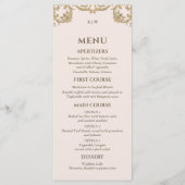 Dusty Pink Monogram Baroque Christian Wedding Menu (Voorkant)