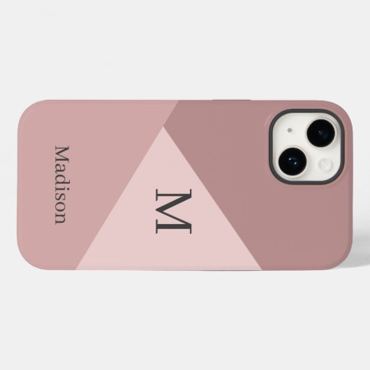 Dusty Pink Monogram Naam Case-Mate iPhone Case (Achterkant (horizontaal))