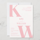 Dusty Pink Monogram Wedding Kaart (Voorkant)