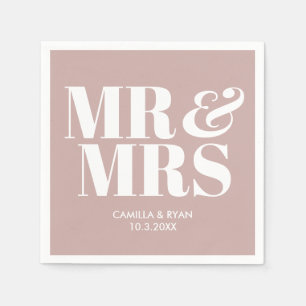 Dusty Pink Mr & Mrs Gepersonaliseerde bruiloft ser Servet