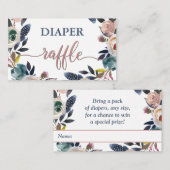 Dusty Pink Navy Baby shower Sprinkle Luier Raffle Informatiekaartje (Voorkant / Achterkant)