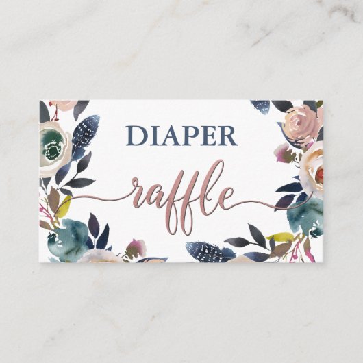 Dusty Pink Navy Baby shower Sprinkle Luier Raffle Informatiekaartje (Voorkant)