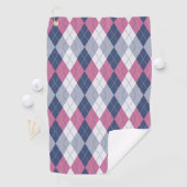 Dusty Pink & Navy Blue Slate Argyle Golfhanddoek (Insitu)